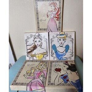 Artissimo Disney Princess Canvas Lot  5 Ariel Aurora Snow White Belle Cinderella